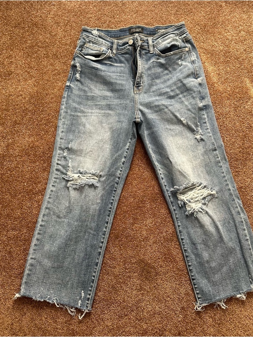 Judy Blue Light Blue Distressed Boyfriend Jeans